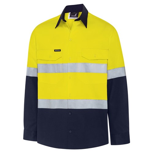 Mack Mens LS 2 Tone Taped Cotton Shirt Modern Fit190 gsm