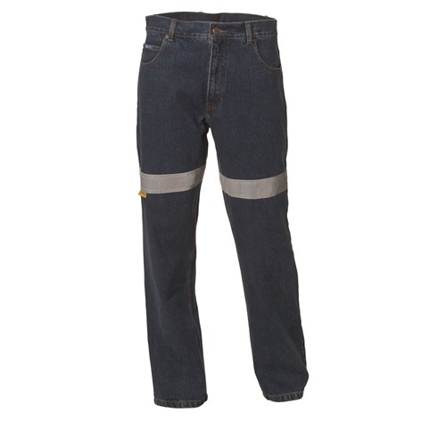 WS Workwear Mens Stretch Jeans With Reflective Tape Bunzl