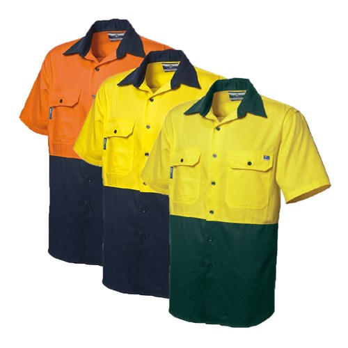 WS Workwear Mens Hi-Vis Button-Up Shirt