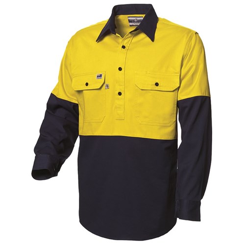 WS Workwear Mens Hi-Vis Half-Button Drill Shirt