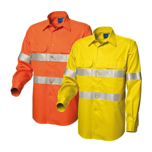 WS Workwear Koolflow Mens Hi-Vis Button-Up Shirt with Reflective Tape