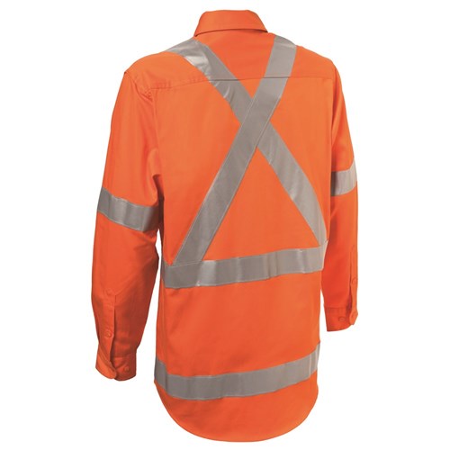 WS Workwear Mens Hi-Vis Button-Up Shirt with H-X-Reflective Tape