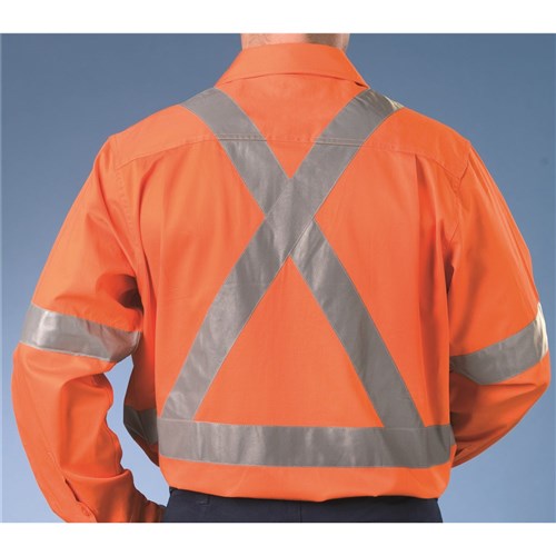 WS Workwear Mens Hi-Vis Button-Up Shirt with H-X-Reflective Tape