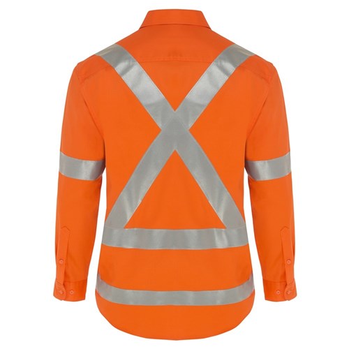 WS Workwear Mens Hi-Vis Drill Button-Up Shirt with H-X-Reflective Tape