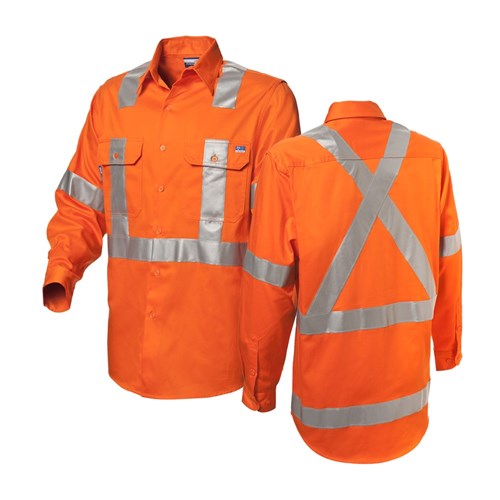 WS Workwear Koolflow Mens Hi-Vis Button-Up Shirt with H-X-Reflective Tape