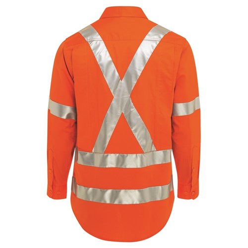 WS Workwear Mens Hi-Vis Button-Up Shirt with H-X-Reflective Tape