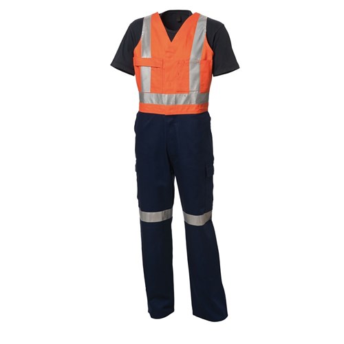 WS Workwear Mens Action-Back Drill Overall with Reflective Tape