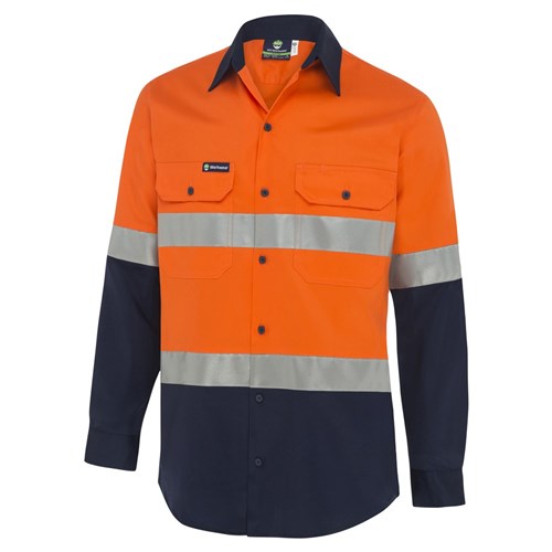 WS Workwear Mens Hi-Vis Button-Up Shirt with Reflective Tape - | Bunzl ...