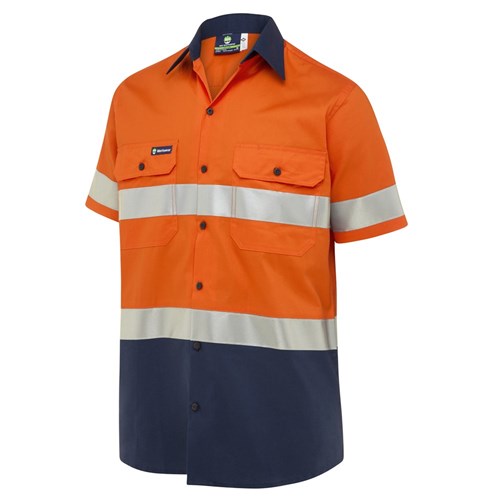 WS Workwear Koolflow Mens Button-Up Shirt with Reflective Tape