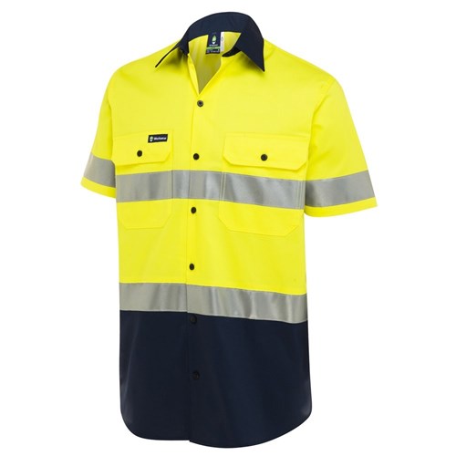 WS Workwear Koolflow Mens Button-Up Shirt with Reflective Tape