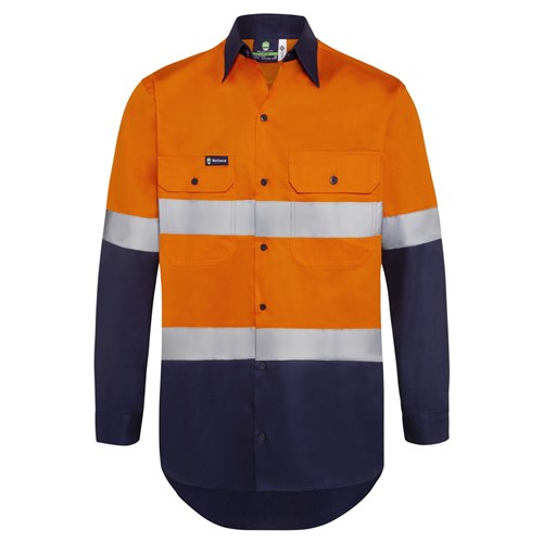 WS Workwear Horizontal Vented Mens Hi-Vis Button-Up Shirt with Reflective Tape