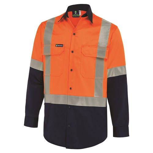 WS Workwear Mens Hi-Vis Button-Up Shirt with H-Reflective Tape