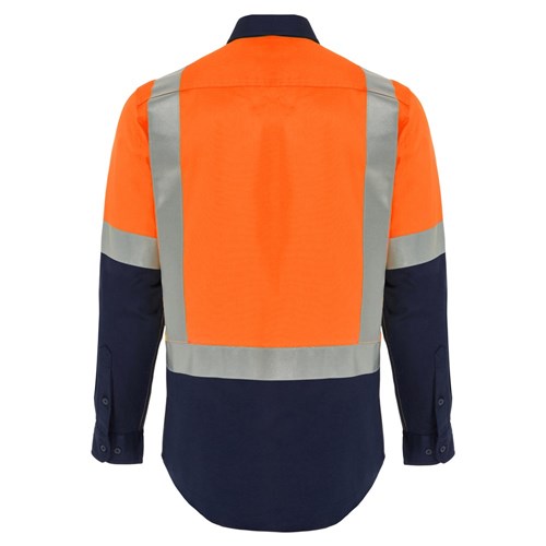 WS Workwear Mens Hi-Vis Button-Up Shirt with H-Reflective Tape