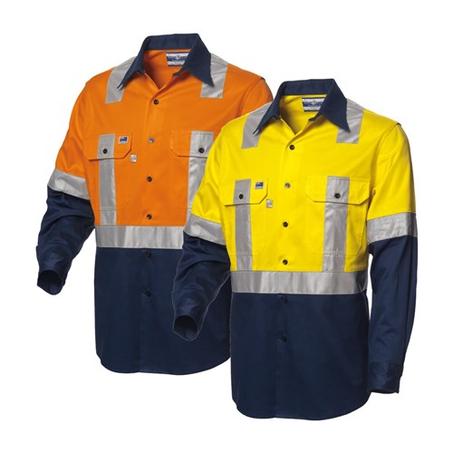 WS Workwear Koolflow Mens Hi-Vis Button-Up Shirt with H-Reflective Tape