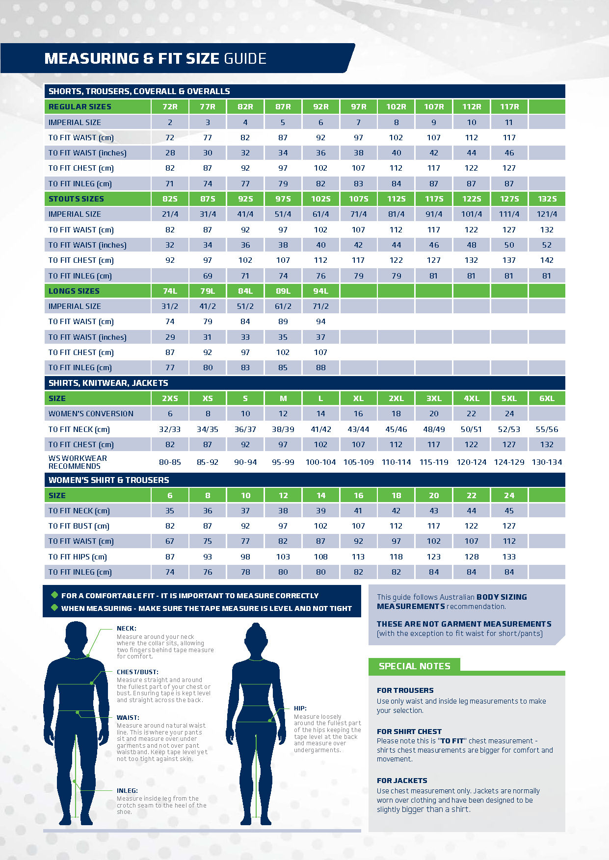 Praver Size Chart